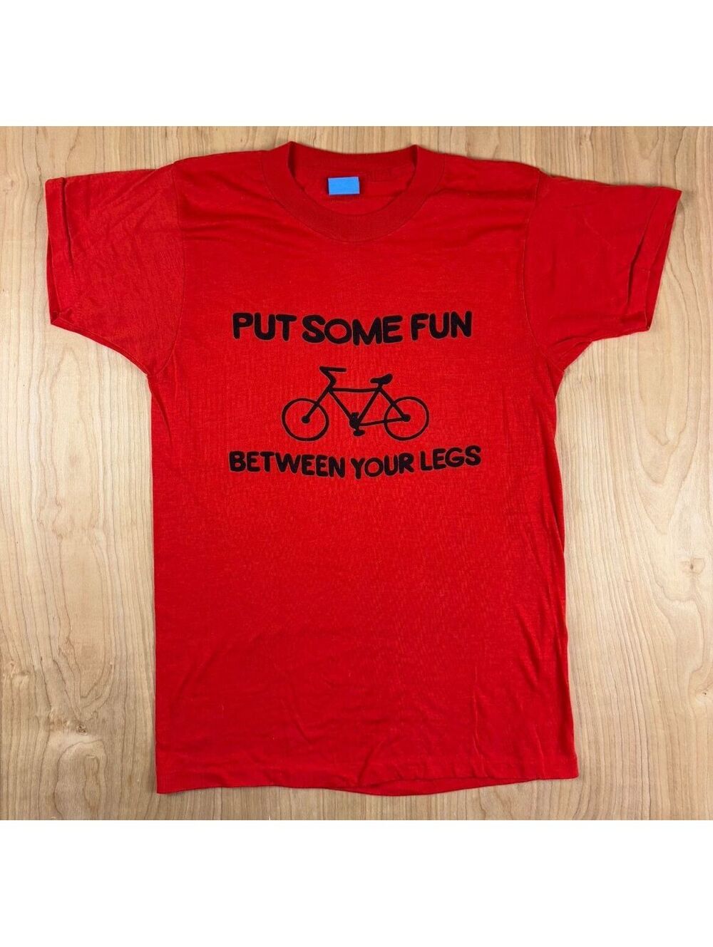 Vintage 80s Bicycle Put Some Fun Between Your Legs tshirt Single Stitch rare